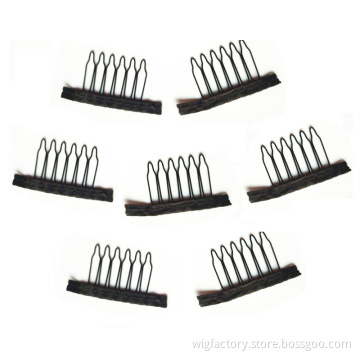 Small size black color 6 teeth wig metal hair clip, 100 pieces/lot cloth comb wig clips in bulk, wig clip in comb